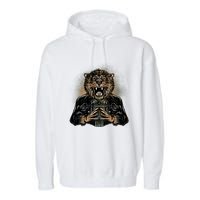 Lion With Scary Claws Garment-Dyed Fleece Hoodie