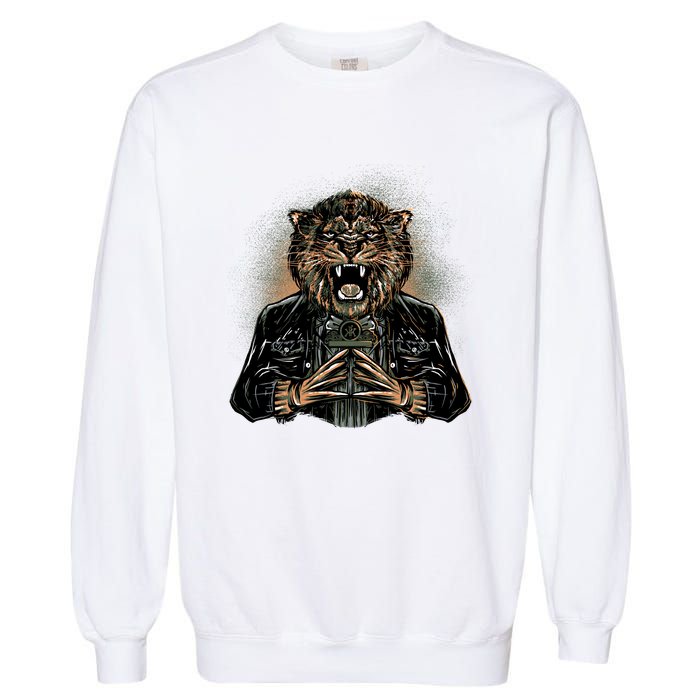 Lion With Scary Claws Garment-Dyed Sweatshirt