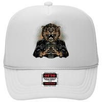 Lion With Scary Claws High Crown Mesh Back Trucker Hat