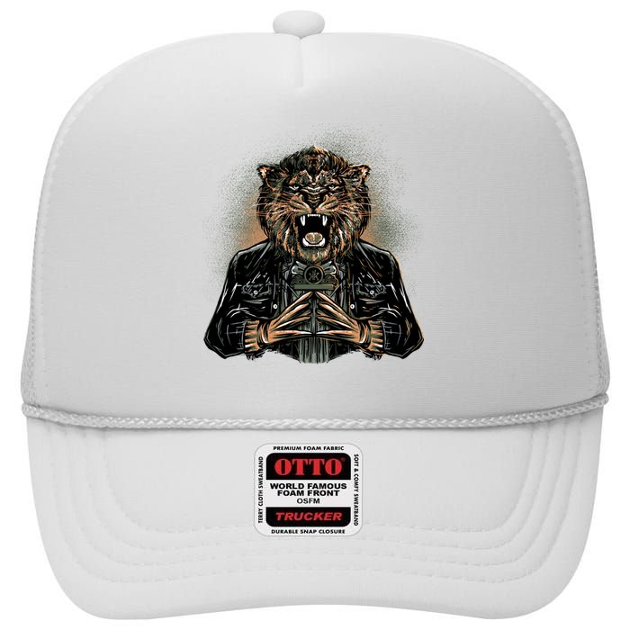 Lion With Scary Claws High Crown Mesh Back Trucker Hat