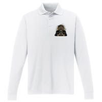 Lion With Scary Claws Performance Long Sleeve Polo