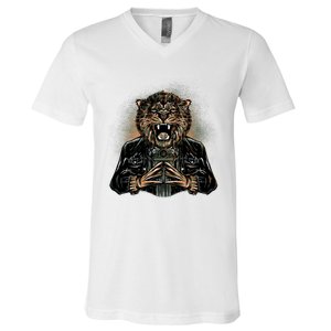 Lion With Scary Claws V-Neck T-Shirt