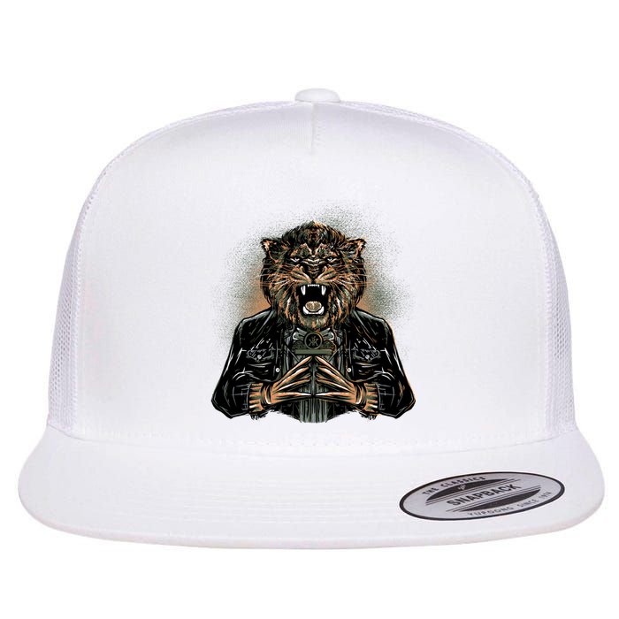 Lion With Scary Claws Flat Bill Trucker Hat