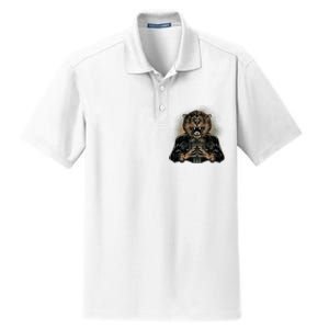 Lion With Scary Claws Dry Zone Grid Polo