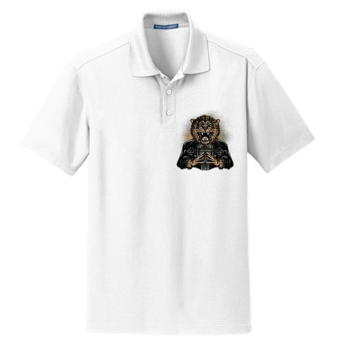 Lion With Scary Claws Dry Zone Grid Polo