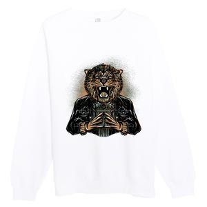 Lion With Scary Claws Premium Crewneck Sweatshirt