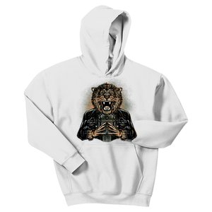 Lion With Scary Claws Kids Hoodie