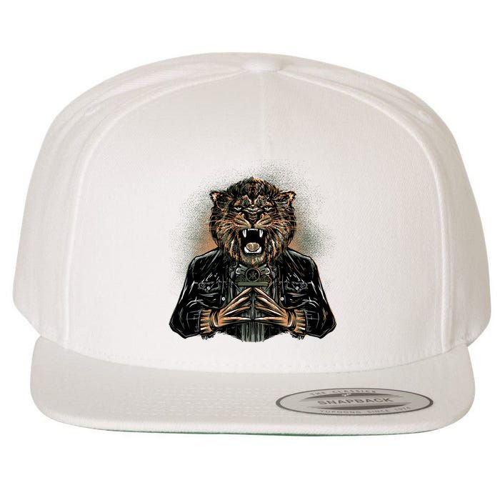 Lion With Scary Claws Wool Snapback Cap