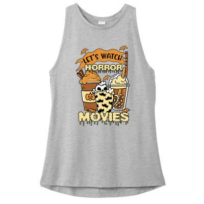 LetS Watch Scary Horror Movies Spooky Season Ladies PosiCharge Tri-Blend Wicking Tank