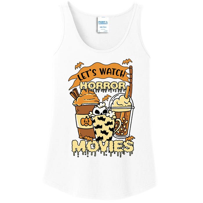 LetS Watch Scary Horror Movies Spooky Season Ladies Essential Tank