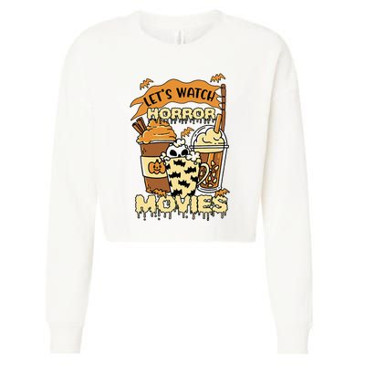 LetS Watch Scary Horror Movies Spooky Season Cropped Pullover Crew