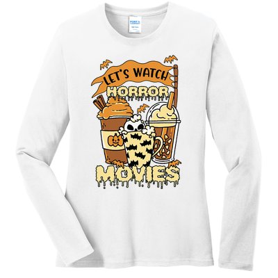 LetS Watch Scary Horror Movies Spooky Season Ladies Long Sleeve Shirt