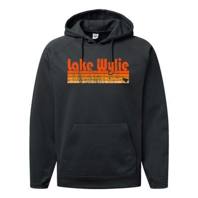 Lake Wylie Sc Retro 80s Style Performance Fleece Hoodie