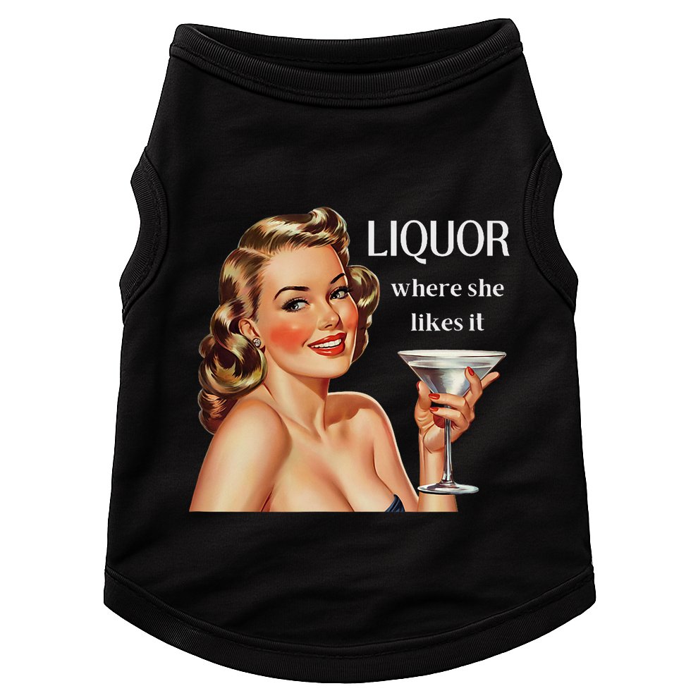 Liquor Where She Likes It Funny Drinking Alcohol Lover Doggie Tank