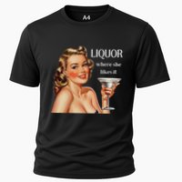 Liquor Where She Likes It Funny Drinking Alcohol Lover Performance Shirt