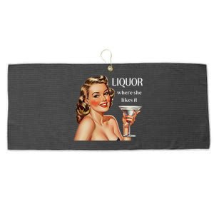 Liquor Where She Likes It Funny Drinking Alcohol Lover Large Microfiber Waffle Golf Towel