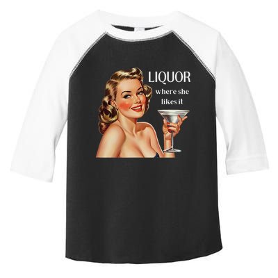 Liquor Where She Likes It Funny Drinking Alcohol Lover Toddler Fine Jersey T-Shirt