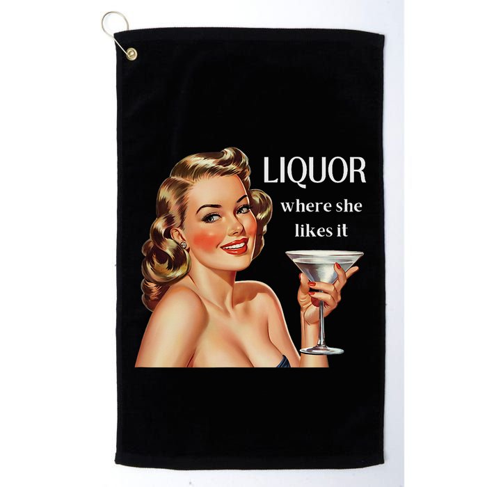 Liquor Where She Likes It Funny Drinking Alcohol Lover Golf Towel