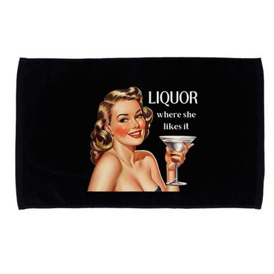 Liquor Where She Likes It Funny Drinking Alcohol Lover Microfiber Hand Towel