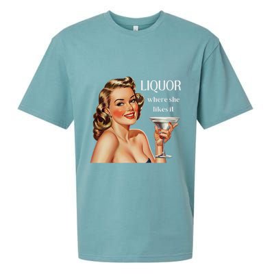 Liquor Where She Likes It Funny Drinking Alcohol Lover Sueded Cloud Jersey T-Shirt