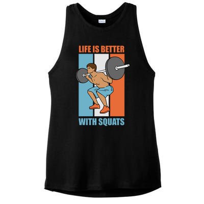 Life With Squats Gym Powerlifter Strength Training Gift Ladies PosiCharge Tri-Blend Wicking Tank