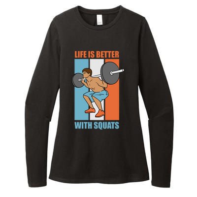 Life With Squats Gym Powerlifter Strength Training Gift Womens CVC Long Sleeve Shirt