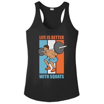 Life With Squats Gym Powerlifter Strength Training Gift Ladies PosiCharge Competitor Racerback Tank