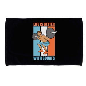 Life With Squats Gym Powerlifter Strength Training Gift Microfiber Hand Towel