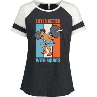 Life With Squats Gym Powerlifter Strength Training Gift Enza Ladies Jersey Colorblock Tee