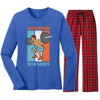 Life With Squats Gym Powerlifter Strength Training Gift Women's Long Sleeve Flannel Pajama Set 