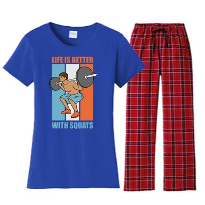 Life With Squats Gym Powerlifter Strength Training Gift Women's Flannel Pajama Set