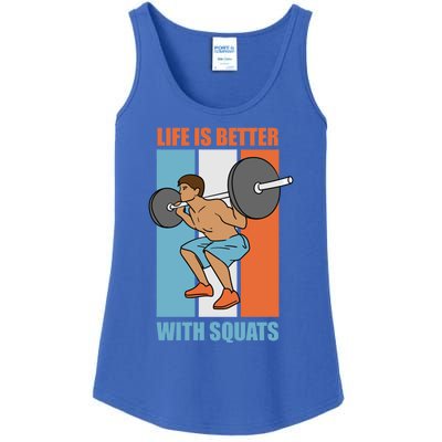 Life With Squats Gym Powerlifter Strength Training Gift Ladies Essential Tank