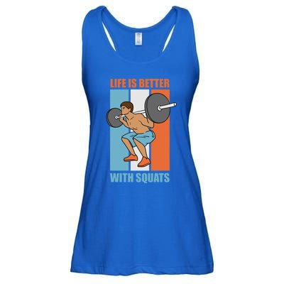 Life With Squats Gym Powerlifter Strength Training Gift Ladies Essential Flowy Tank