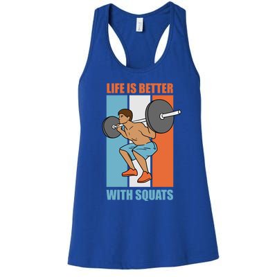 Life With Squats Gym Powerlifter Strength Training Gift Women's Racerback Tank