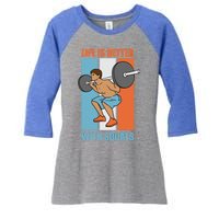 Life With Squats Gym Powerlifter Strength Training Gift Women's Tri-Blend 3/4-Sleeve Raglan Shirt