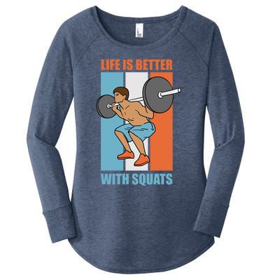 Life With Squats Gym Powerlifter Strength Training Gift Women's Perfect Tri Tunic Long Sleeve Shirt