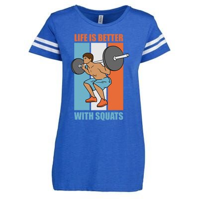 Life With Squats Gym Powerlifter Strength Training Gift Enza Ladies Jersey Football T-Shirt