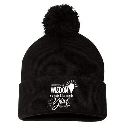 Let Wisdom Speak Through You Psalm 37:30 Pom Pom 12in Knit Beanie
