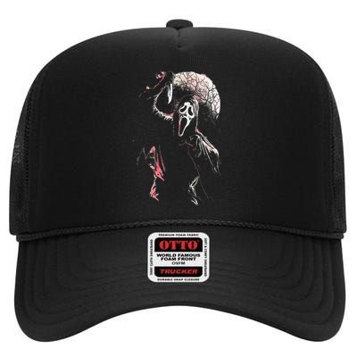 Lets Watch Scary Movies Horror Movies Scary High Crown Mesh Back Trucker Hat