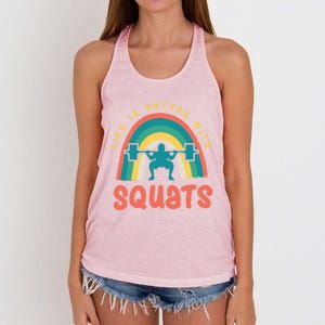 Life With Squats Powerlifter Ironic Saying Gym Gift Women's Knotted Racerback Tank