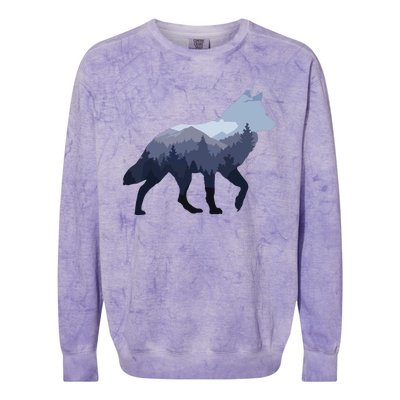 Lone Wolf Survives The Mountain Silhouette Art Colorblast Crewneck Sweatshirt