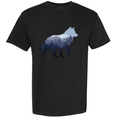 Lone Wolf Survives The Mountain Silhouette Art Garment-Dyed Heavyweight T-Shirt