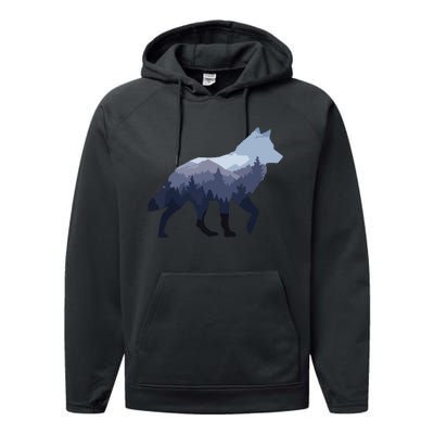 Lone Wolf Survives The Mountain Silhouette Art Performance Fleece Hoodie