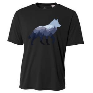 Lone Wolf Survives The Mountain Silhouette Art Cooling Performance Crew T-Shirt