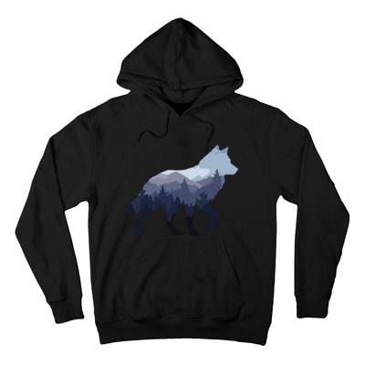 Lone Wolf Survives The Mountain Silhouette Art Hoodie