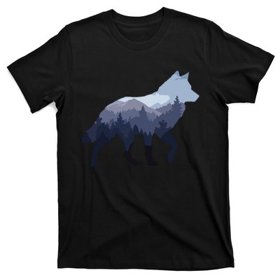 Lone Wolf Survives The Mountain Silhouette Art T-Shirt