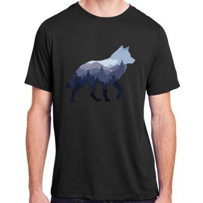 Lone Wolf Survives The Mountain Silhouette Art Adult ChromaSoft Performance T-Shirt