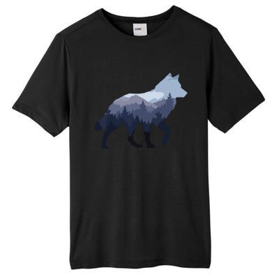 Lone Wolf Survives The Mountain Silhouette Art Tall Fusion ChromaSoft Performance T-Shirt