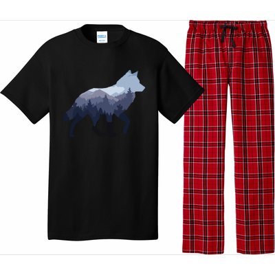 Lone Wolf Survives The Mountain Silhouette Art Pajama Set