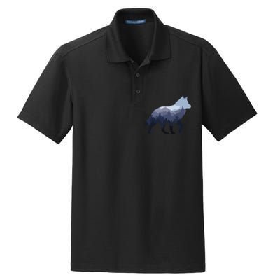 Lone Wolf Survives The Mountain Silhouette Art Dry Zone Grid Polo